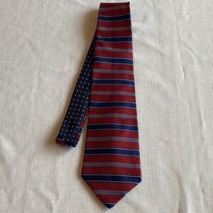Tommy Hilfiger Red and Navy Striped Men's Tie